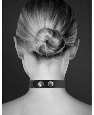 Collier en cuir noir SM avec Sexy en strass 